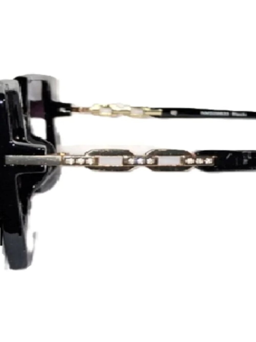 Women's Black Oversized Square Sunglasses with Chain Accents - Picture 5 of 5